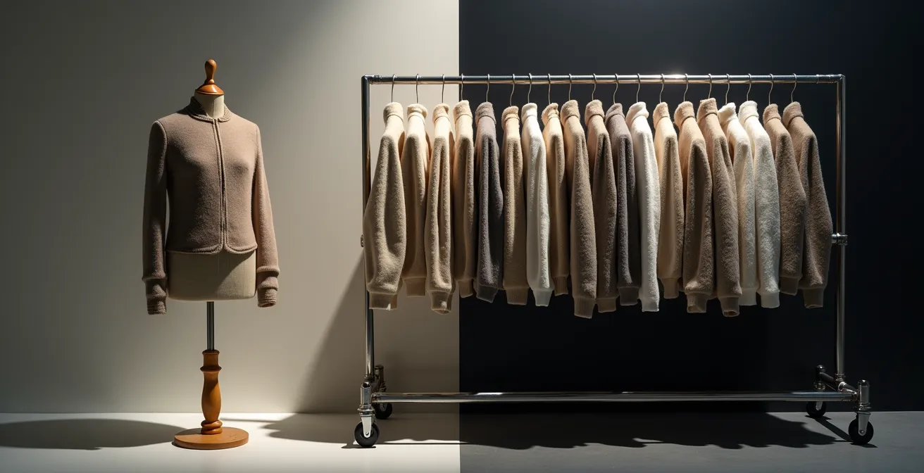 Comparaison visuelle entre production artisanale française et industrielle asiatique